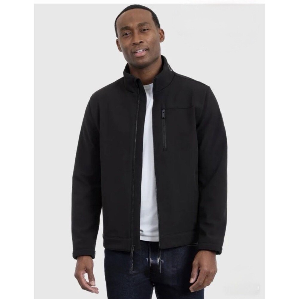 Calvin Klein Men's Black Jacket Water Proof Size L Full Zip Great Condition